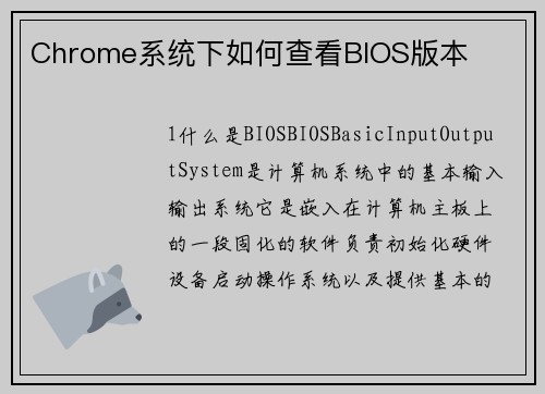 Chrome系统下如何查看BIOS版本